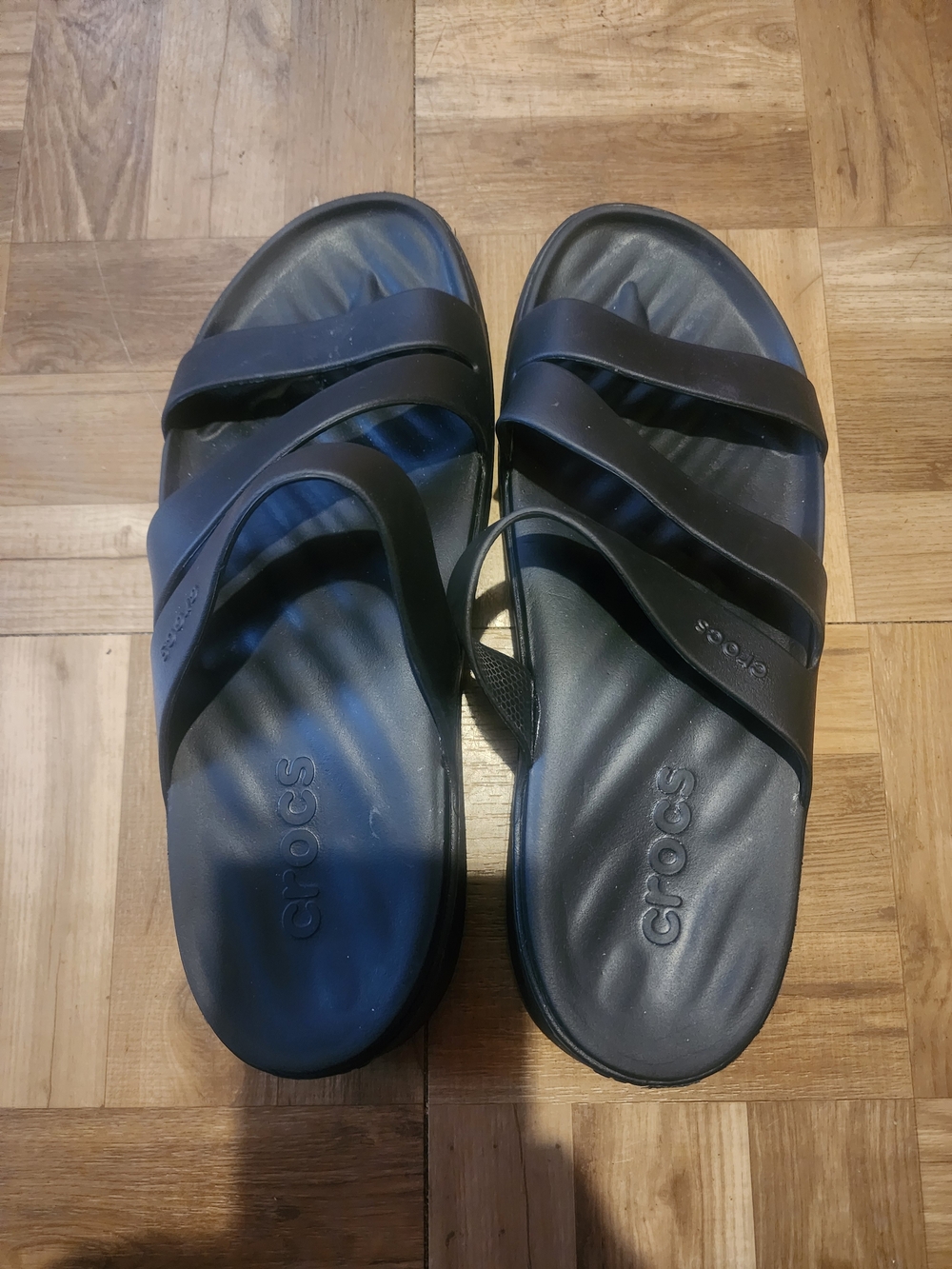 CROCS Women Black Strappy Slide Sandals